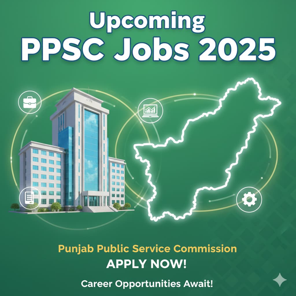 This image represents the Upcoming PPSC Jobs 2025 in Punjab, highlighting government job opportunities, eligibility criteria, benefits, and guidance for applicants preparing for PPSC exams.