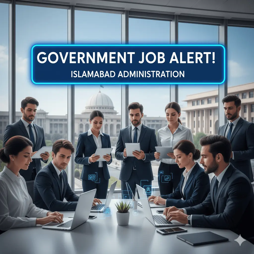 Job seekers exploring the best jobs in Islamabad Pakistan with modern office background.